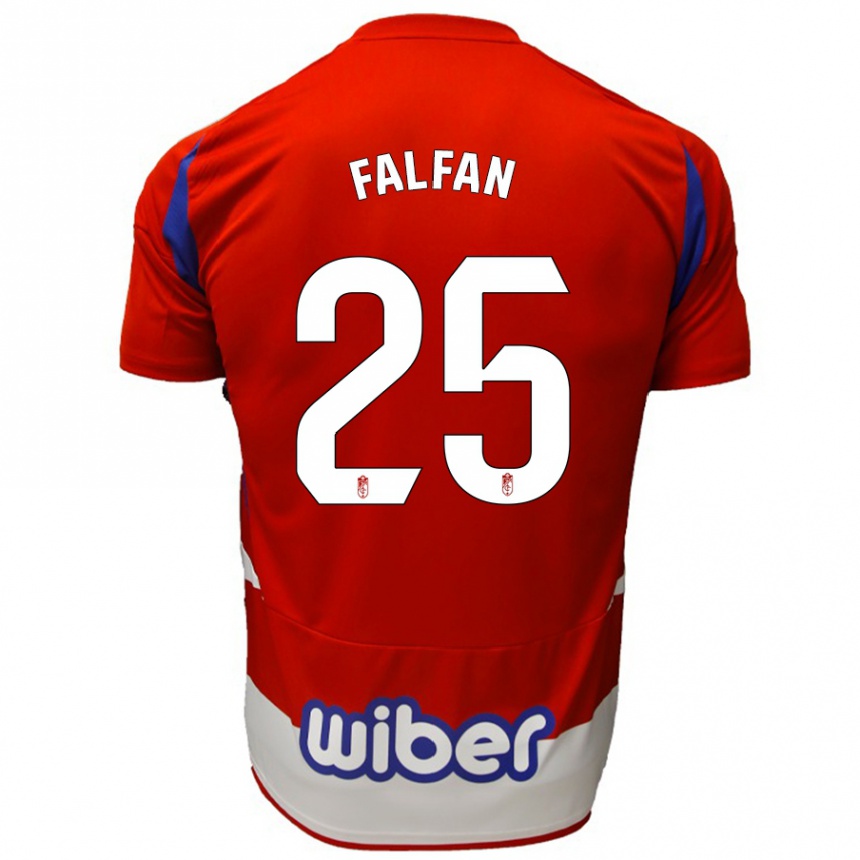 Kids Football Daiana Falfán #25 Red White Blue Home Jersey 2024/25 T-Shirt Nz