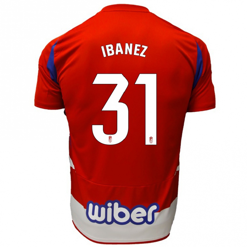 Kids Football Alba Ibáñez #31 Red White Blue Home Jersey 2024/25 T-Shirt Nz