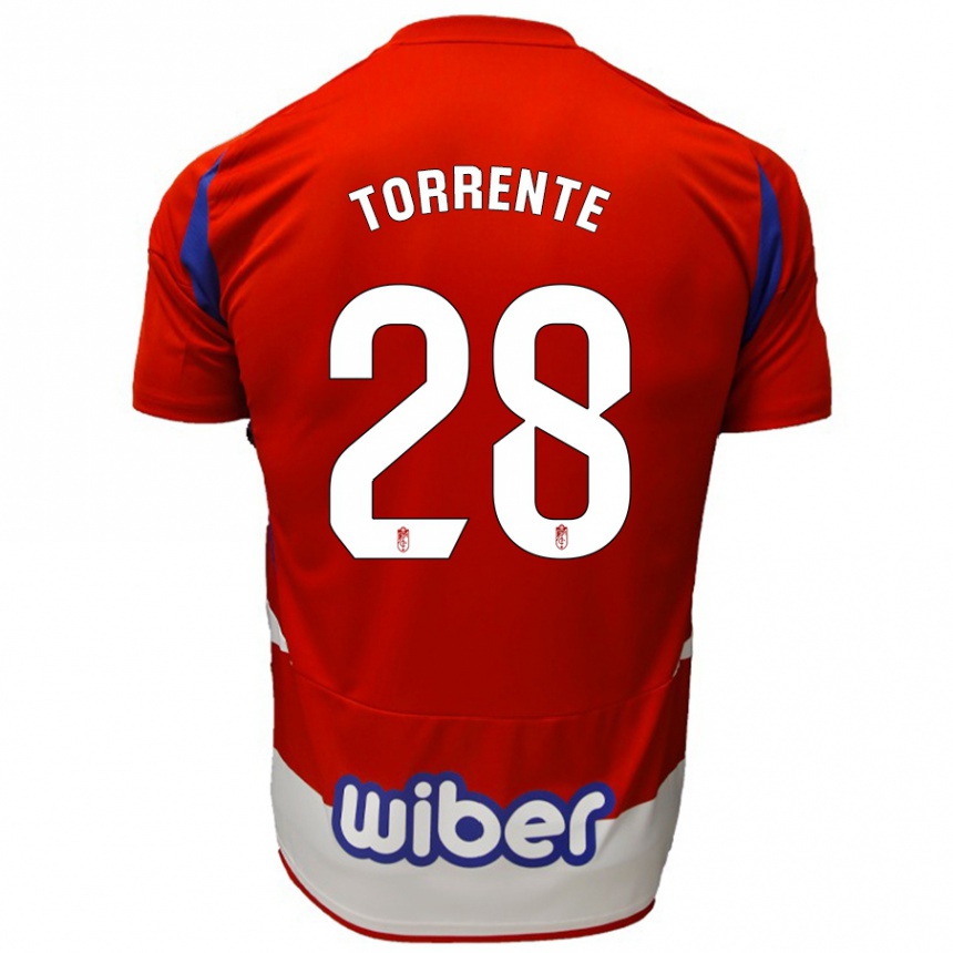 Kids Football Raúl Torrente #28 Red White Blue Home Jersey 2024/25 T-Shirt Nz