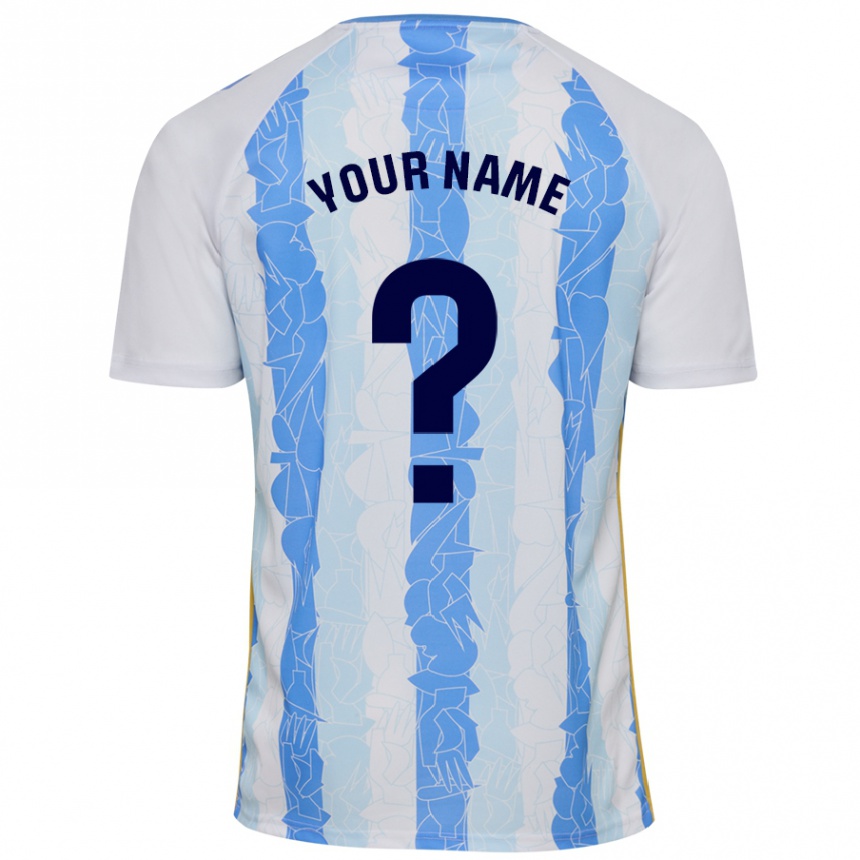 Kids Football Your Name #0 White Blue Home Jersey 2024/25 T-Shirt Nz