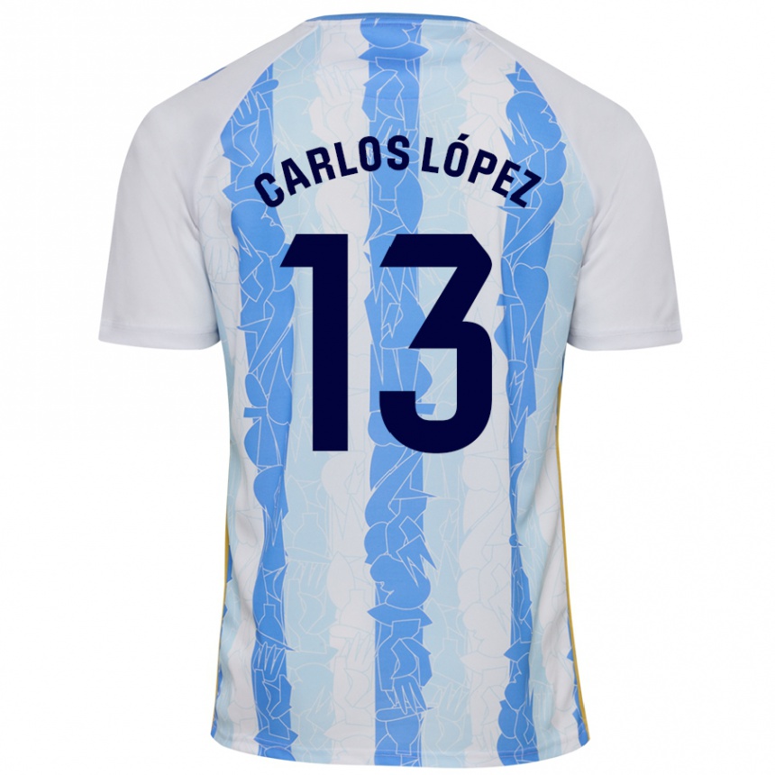 Kids Football Carlos López #13 White Blue Home Jersey 2024/25 T-Shirt Nz