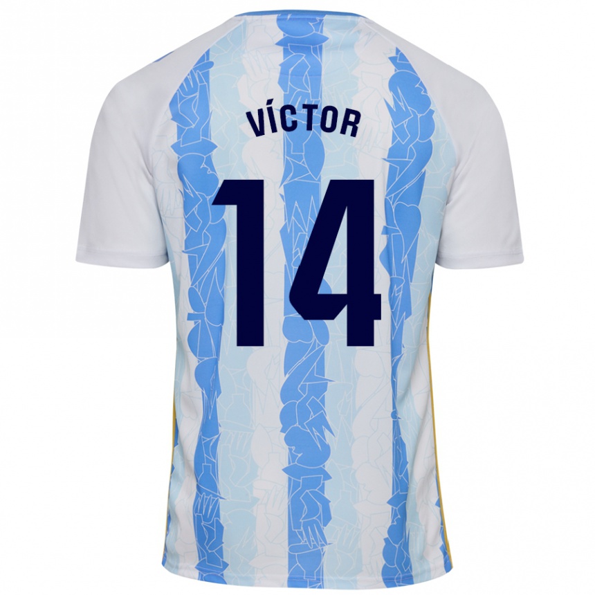 Kids Football Víctor García #14 White Blue Home Jersey 2024/25 T-Shirt Nz