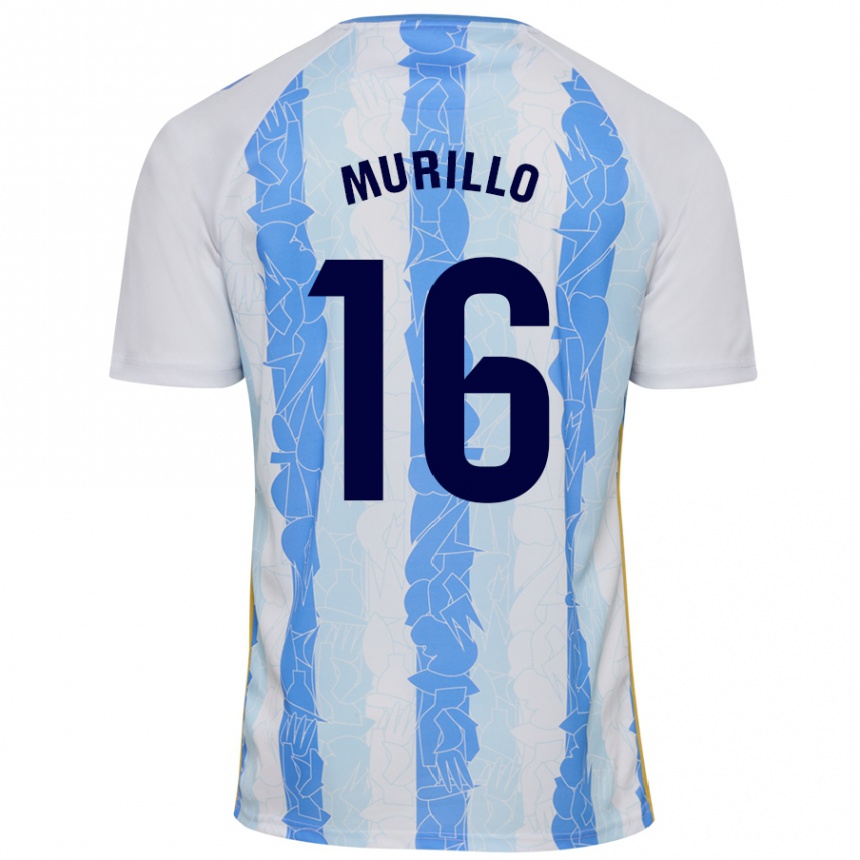 Kids Football Diego Murillo #16 White Blue Home Jersey 2024/25 T-Shirt Nz