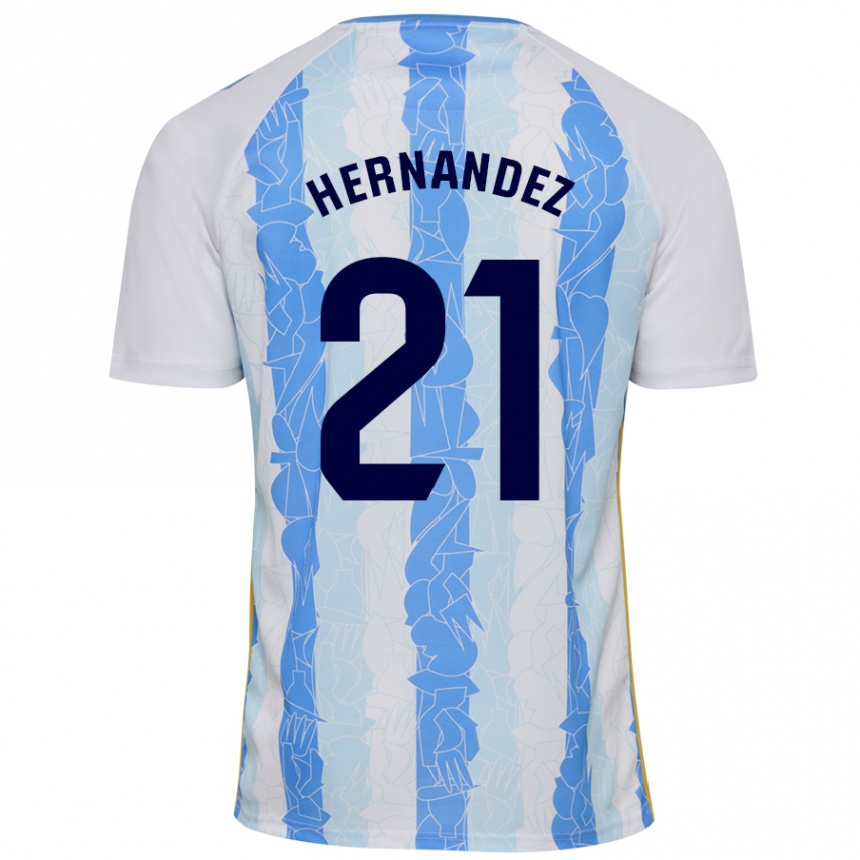 Kids Football Juan Hernández #21 White Blue Home Jersey 2024/25 T-Shirt Nz