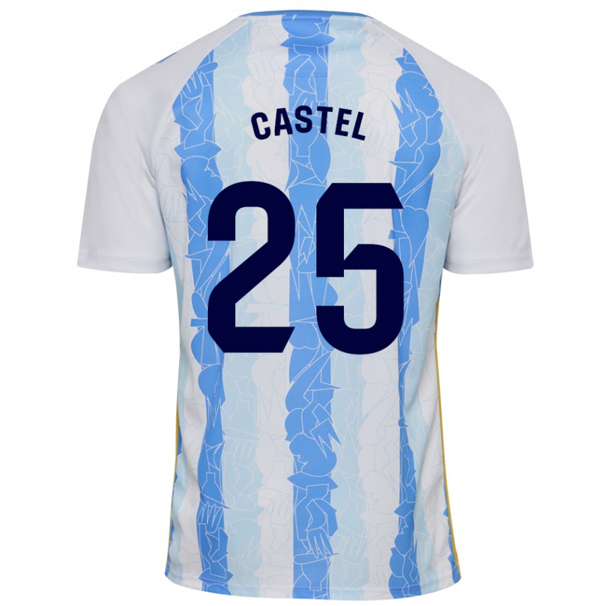 Kids Football Sergio Castel #25 White Blue Home Jersey 2024/25 T-Shirt Nz