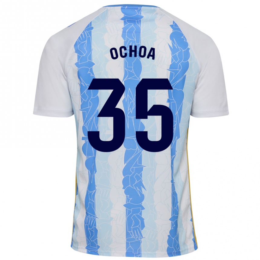 Kids Football Aarón Ochoa #35 White Blue Home Jersey 2024/25 T-Shirt Nz