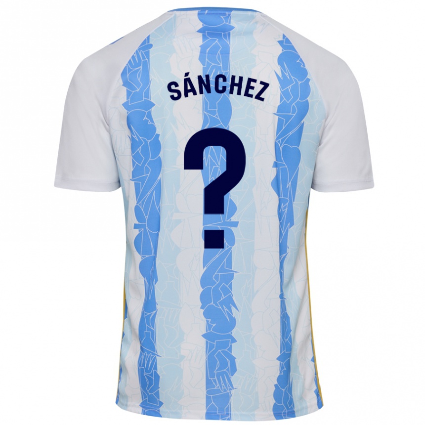 Kids Football Álvaro Sánchez #0 White Blue Home Jersey 2024/25 T-Shirt Nz