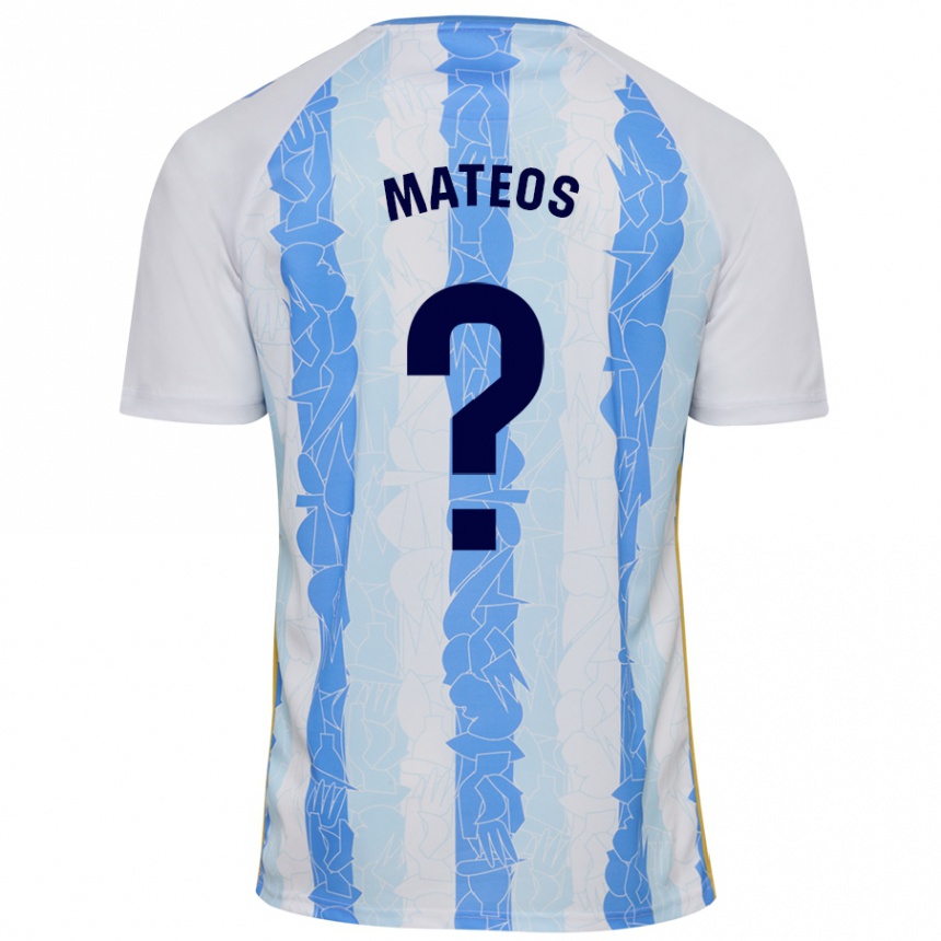 Kids Football Álex Mateos #0 White Blue Home Jersey 2024/25 T-Shirt Nz