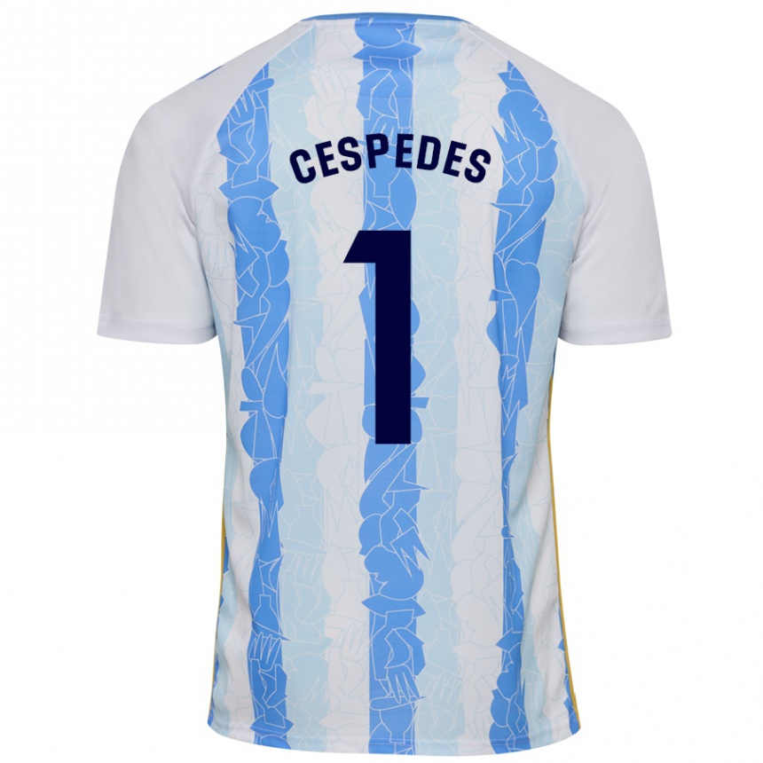 Kids Football Andrés Céspedes #1 White Blue Home Jersey 2024/25 T-Shirt Nz