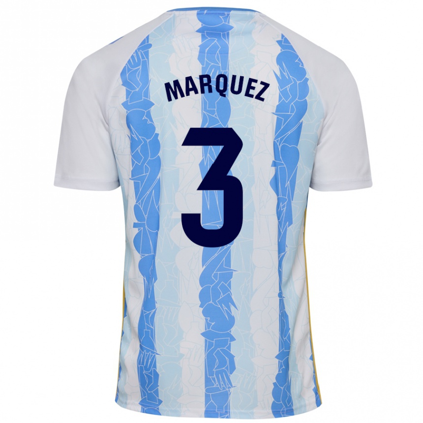 Kids Football David Márquez #3 White Blue Home Jersey 2024/25 T-Shirt Nz