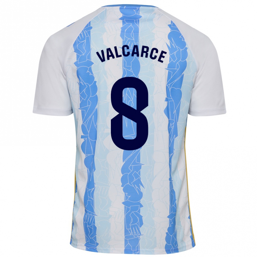 Kids Football Alejandro Valcarce #8 White Blue Home Jersey 2024/25 T-Shirt Nz