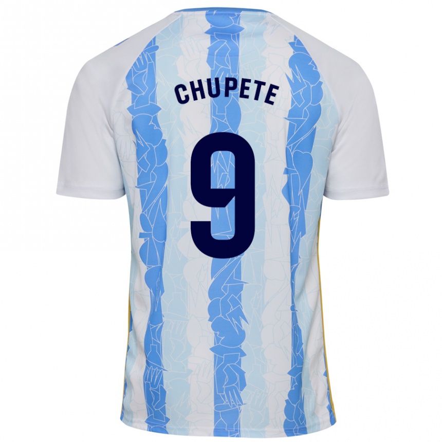 Kids Football Chupete #9 White Blue Home Jersey 2024/25 T-Shirt Nz