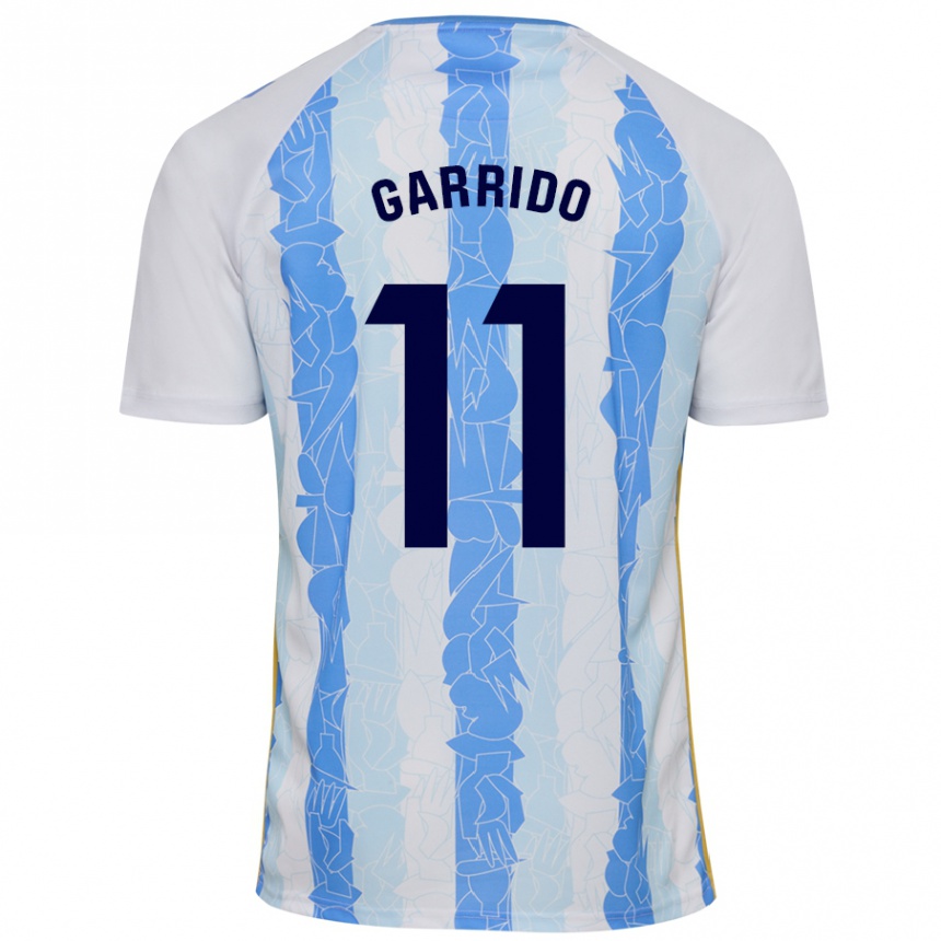 Kids Football Rafael Garrido #11 White Blue Home Jersey 2024/25 T-Shirt Nz