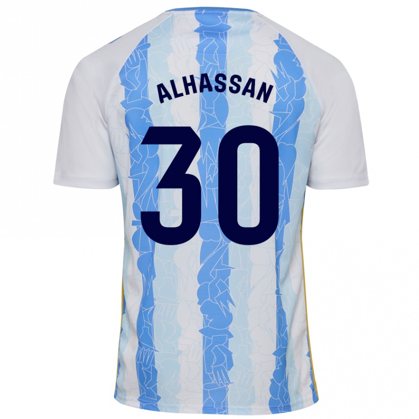 Kids Football Mubarak Alhassan #30 White Blue Home Jersey 2024/25 T-Shirt Nz