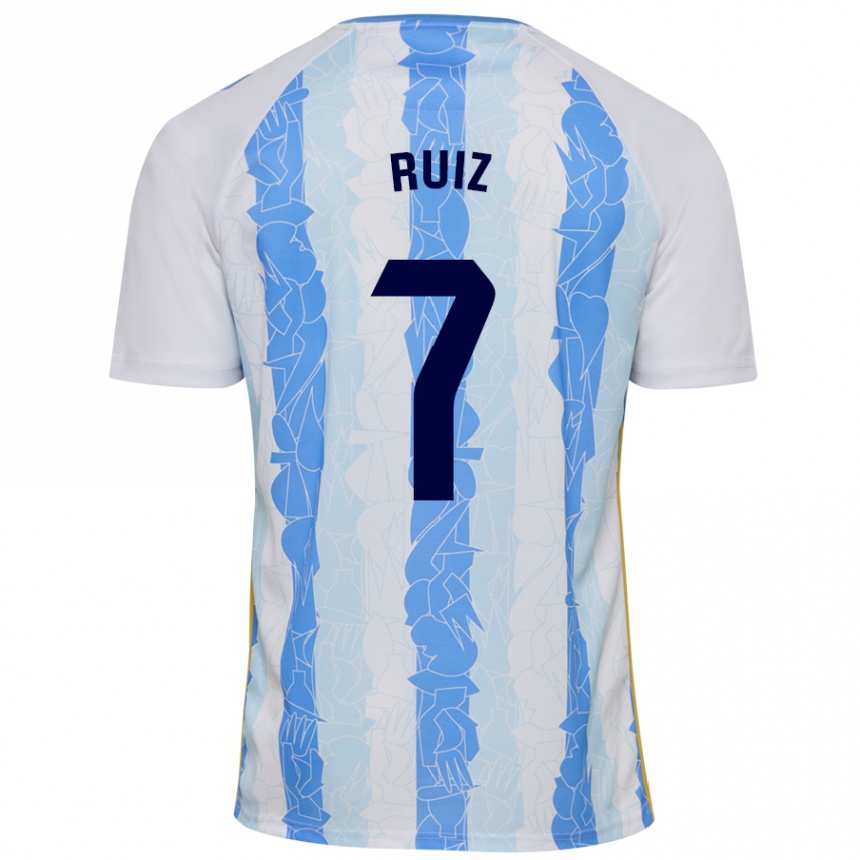 Kids Football María Ruiz #7 White Blue Home Jersey 2024/25 T-Shirt Nz