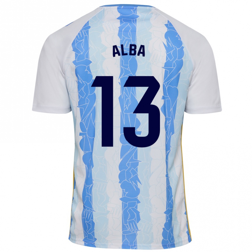 Kids Football Alba #13 White Blue Home Jersey 2024/25 T-Shirt Nz