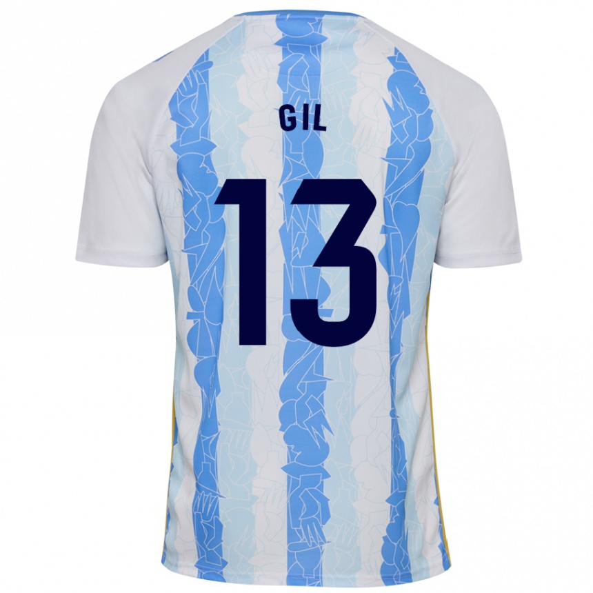 Kids Football Noelia Gil #13 White Blue Home Jersey 2024/25 T-Shirt Nz