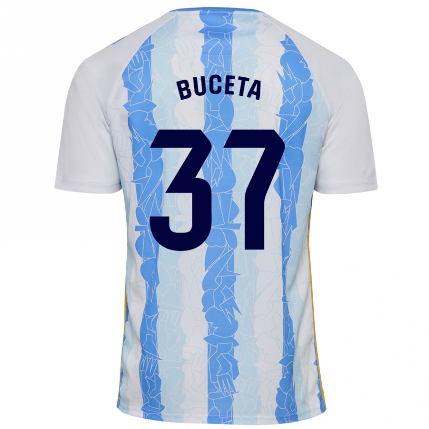 Kids Football Ana Buceta #37 White Blue Home Jersey 2024/25 T-Shirt Nz