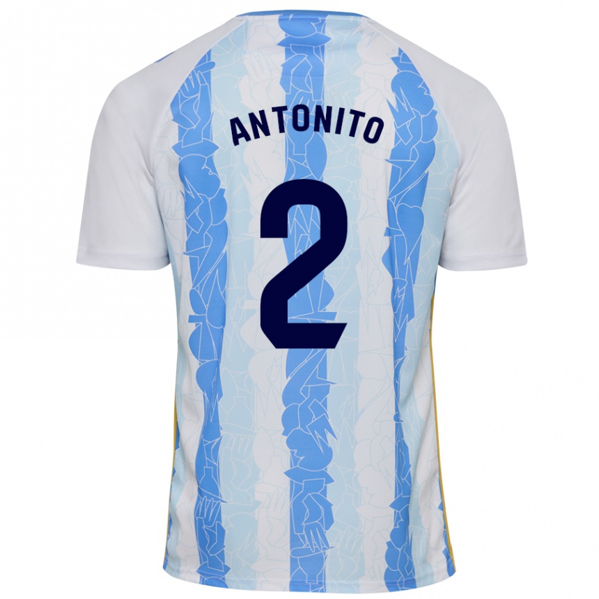 Kids Football Antoñito #2 White Blue Home Jersey 2024/25 T-Shirt Nz