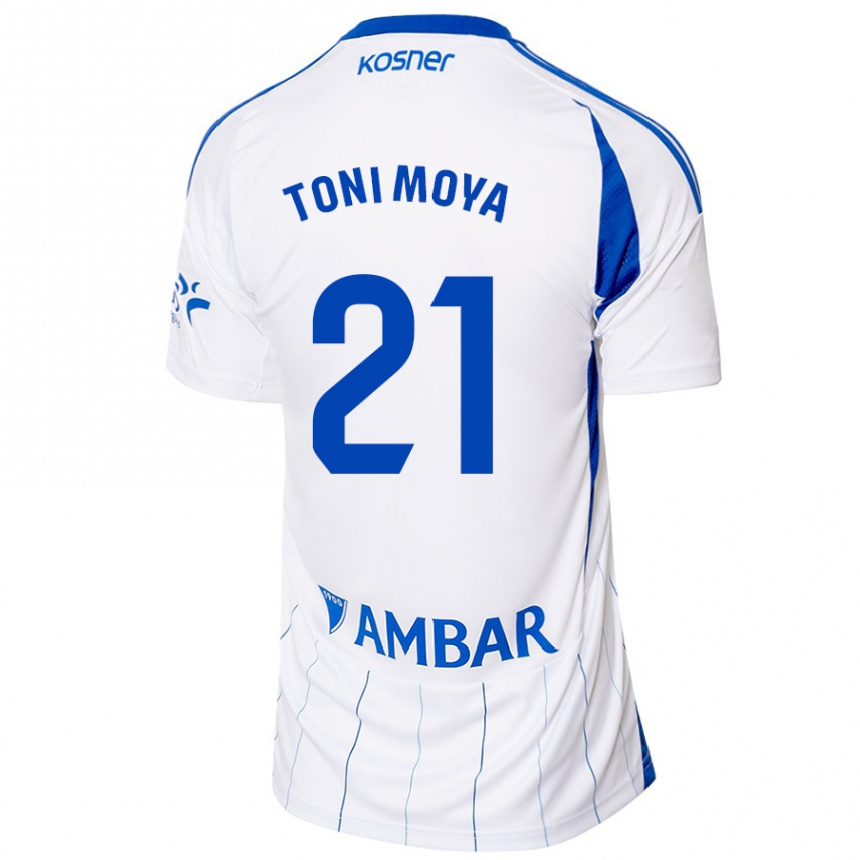 Kids Football Toni Moya #21 Red White Home Jersey 2024/25 T-Shirt Nz