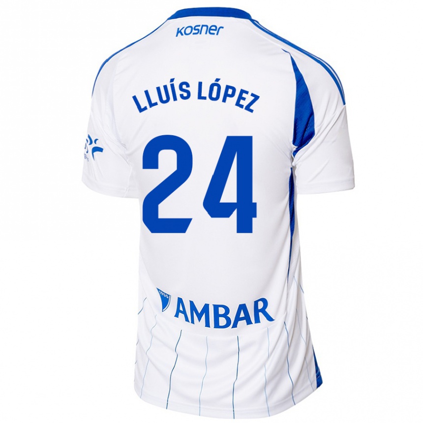 Kids Football Lluís López #24 Red White Home Jersey 2024/25 T-Shirt Nz