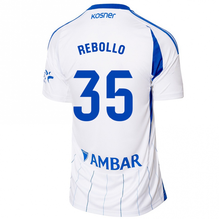 Kids Football Dani Rebollo #35 Red White Home Jersey 2024/25 T-Shirt Nz