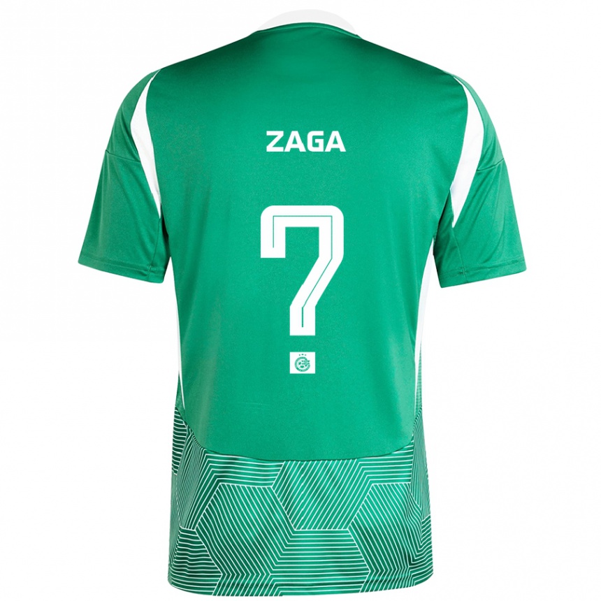 Kids Football Binyamin Zaga #0 Green White Home Jersey 2024/25 T-Shirt Nz