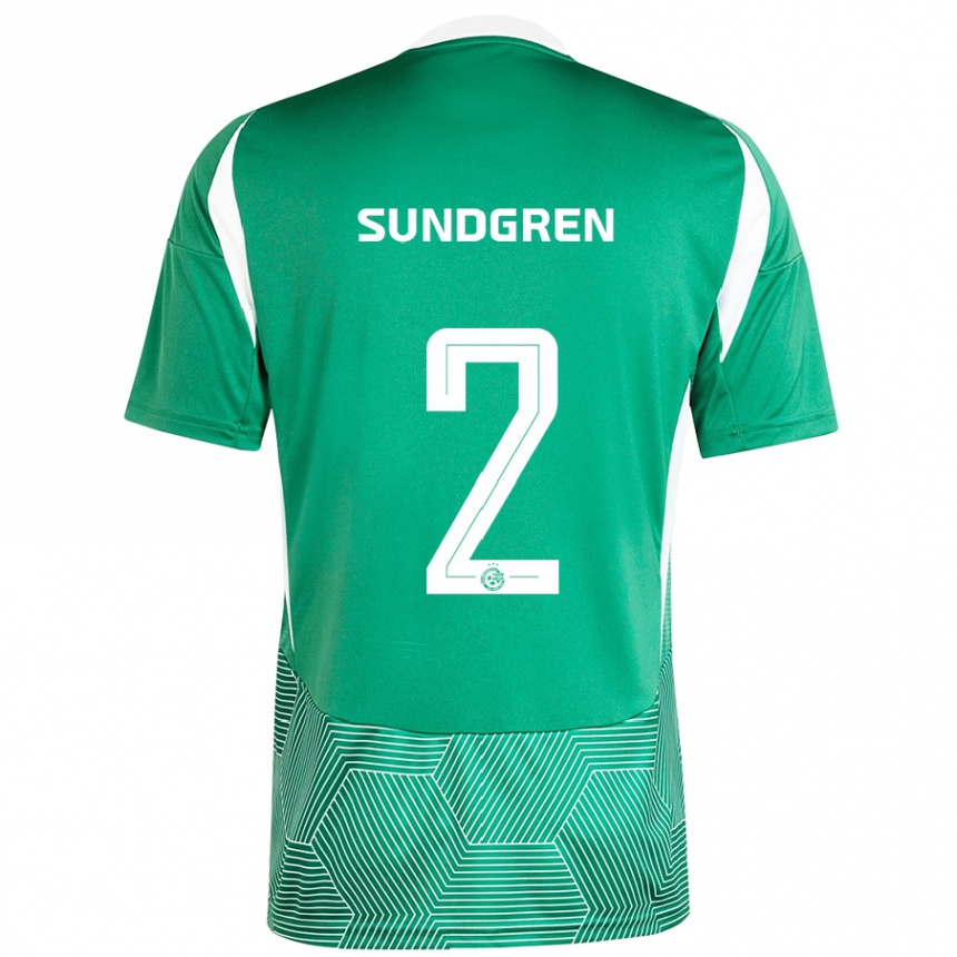 Kids Football Daniel Sundgren #2 Green White Home Jersey 2024/25 T-Shirt Nz