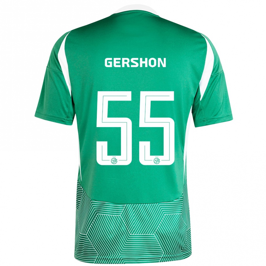 Kids Football Rami Gershon #55 Green White Home Jersey 2024/25 T-Shirt Nz