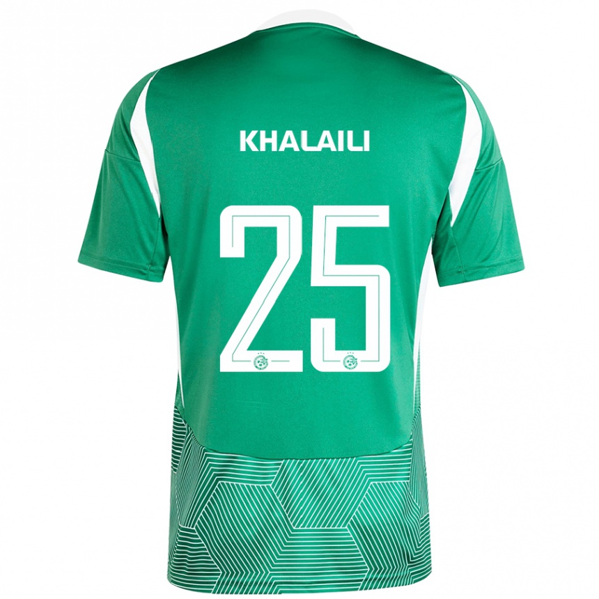 Kids Football Anan Khalaili #25 Green White Home Jersey 2024/25 T-Shirt Nz