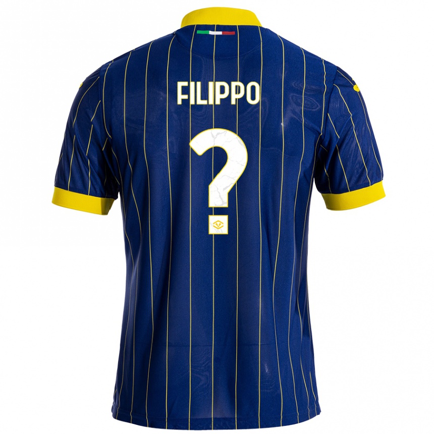 Kids Football Filippo Minucelli #0 Blue Yellow Home Jersey 2024/25 T-Shirt Nz