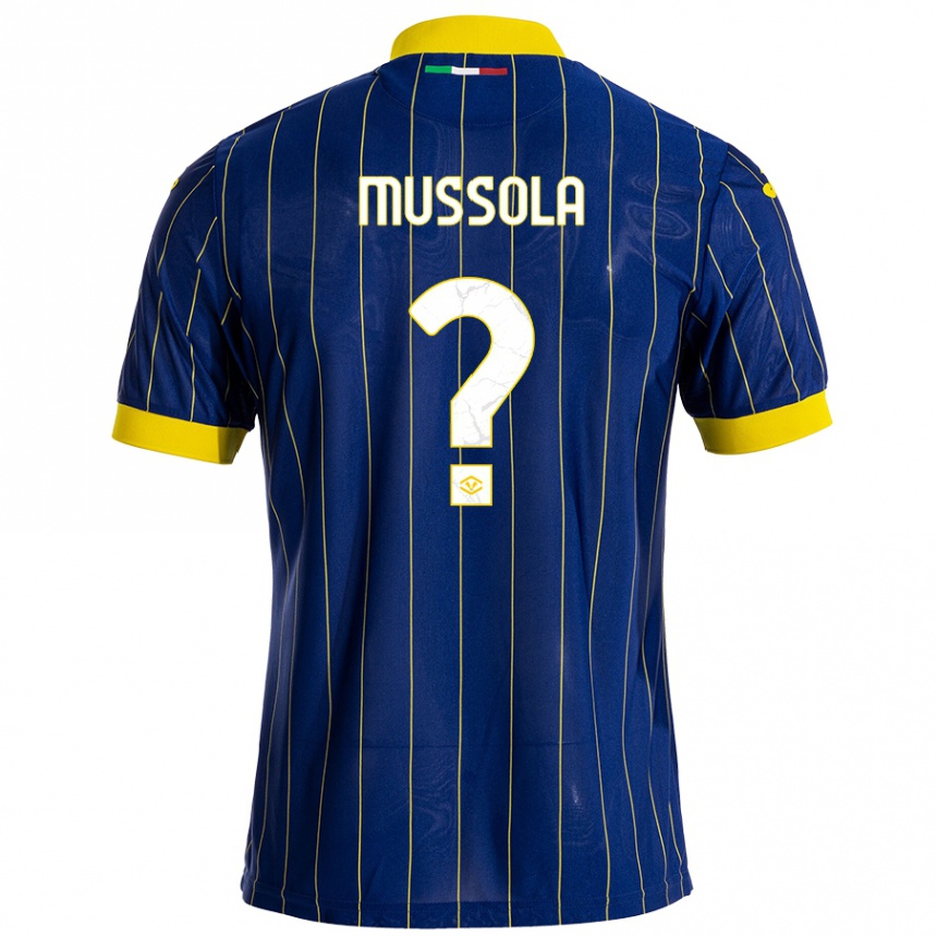 Kids Football Matteo Mussola #0 Blue Yellow Home Jersey 2024/25 T-Shirt Nz