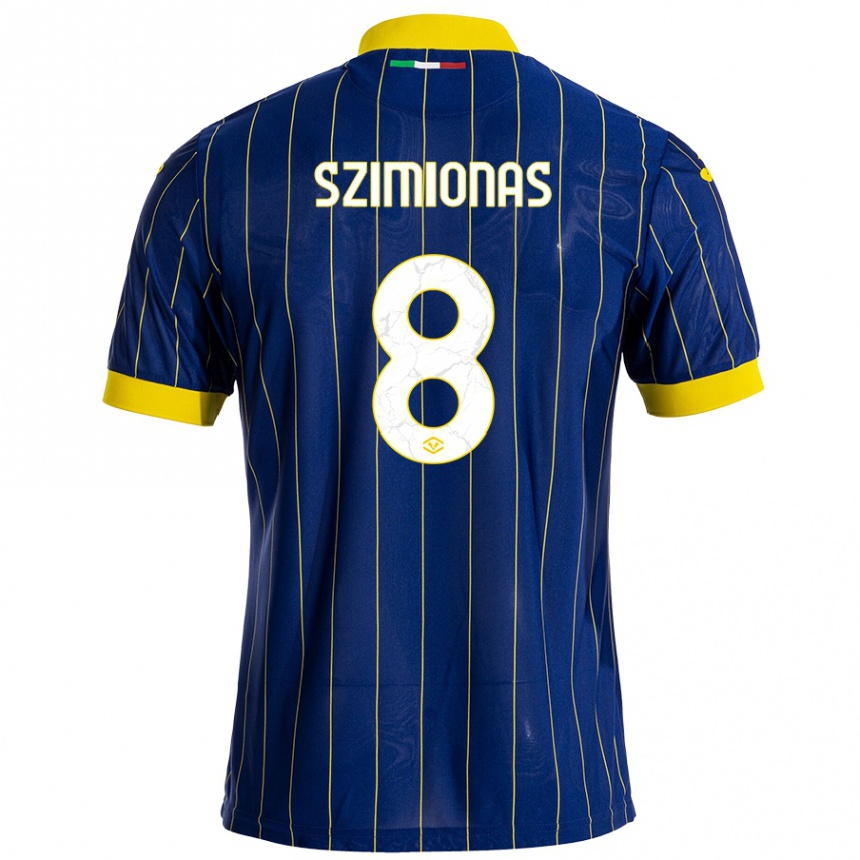 Kids Football Luca Szimionas #8 Blue Yellow Home Jersey 2024/25 T-Shirt Nz