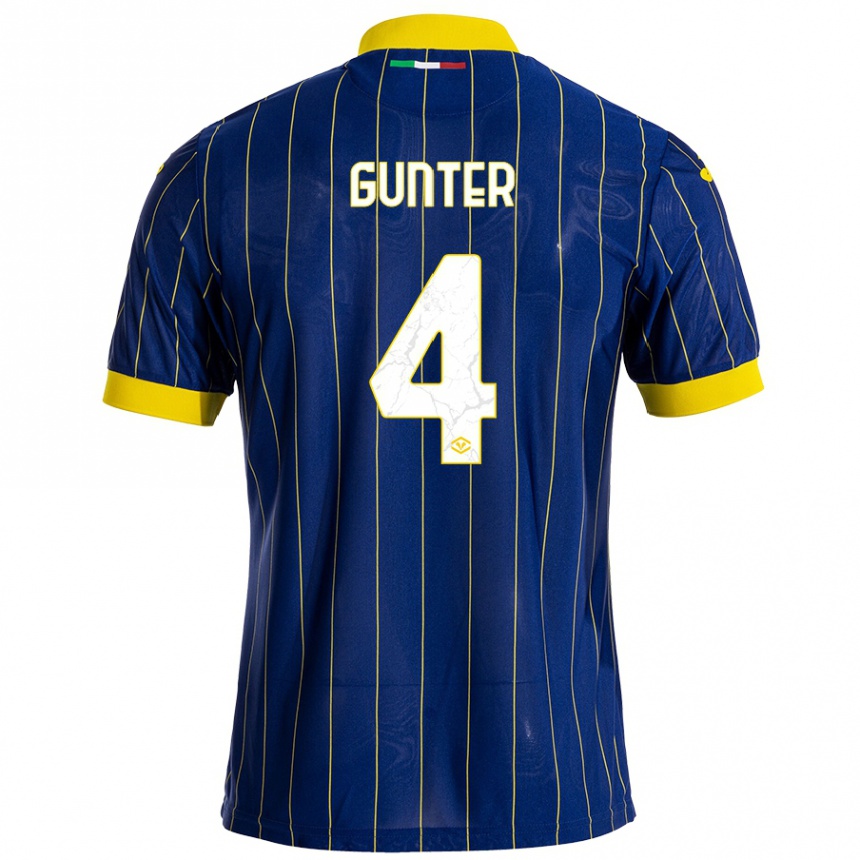 Kids Football Koray Günter #4 Blue Yellow Home Jersey 2024/25 T-Shirt Nz