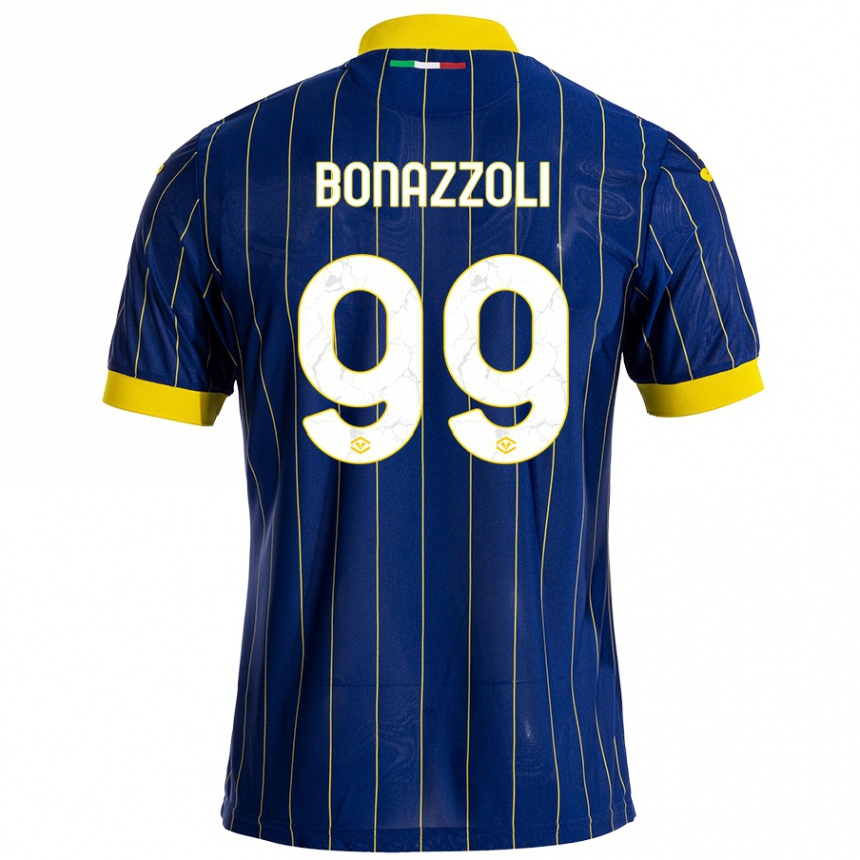 Kids Football Federico Bonazzoli #99 Blue Yellow Home Jersey 2024/25 T-Shirt Nz