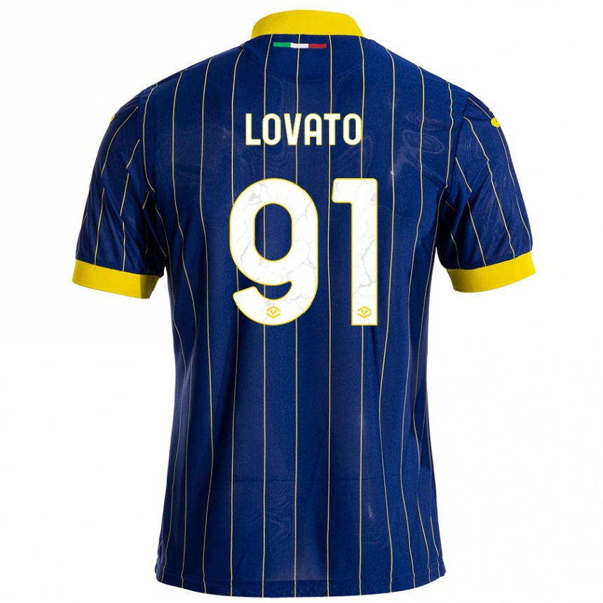 Kids Football Enrico Lovato #91 Blue Yellow Home Jersey 2024/25 T-Shirt Nz