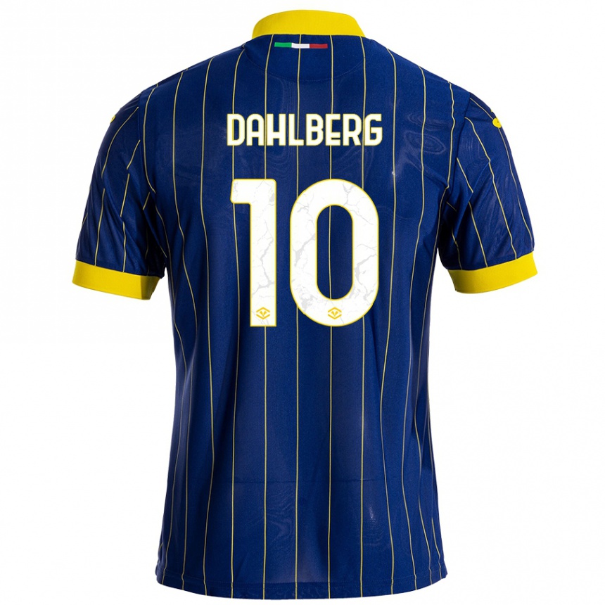 Kids Football Jonna Dahlberg #10 Blue Yellow Home Jersey 2024/25 T-Shirt Nz