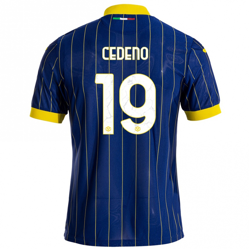 Kids Football Lineth Cedeno #19 Blue Yellow Home Jersey 2024/25 T-Shirt Nz