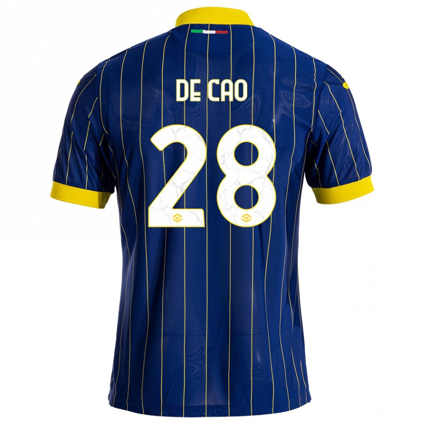 Kids Football Elena De Cao #28 Blue Yellow Home Jersey 2024/25 T-Shirt Nz