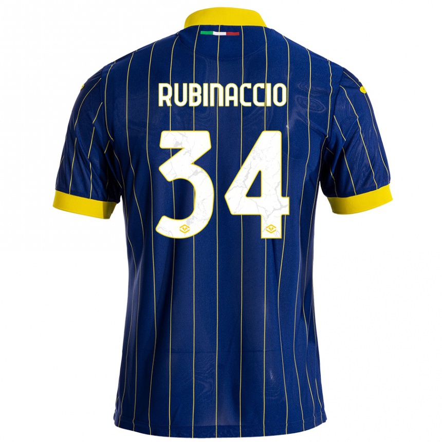 Kids Football Nikol Rubinaccio #34 Blue Yellow Home Jersey 2024/25 T-Shirt Nz