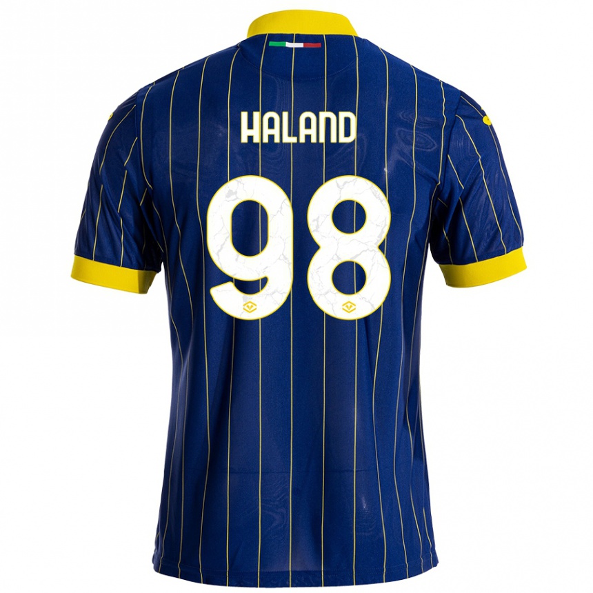 Kids Football Benedicte Iversen Håland #98 Blue Yellow Home Jersey 2024/25 T-Shirt Nz