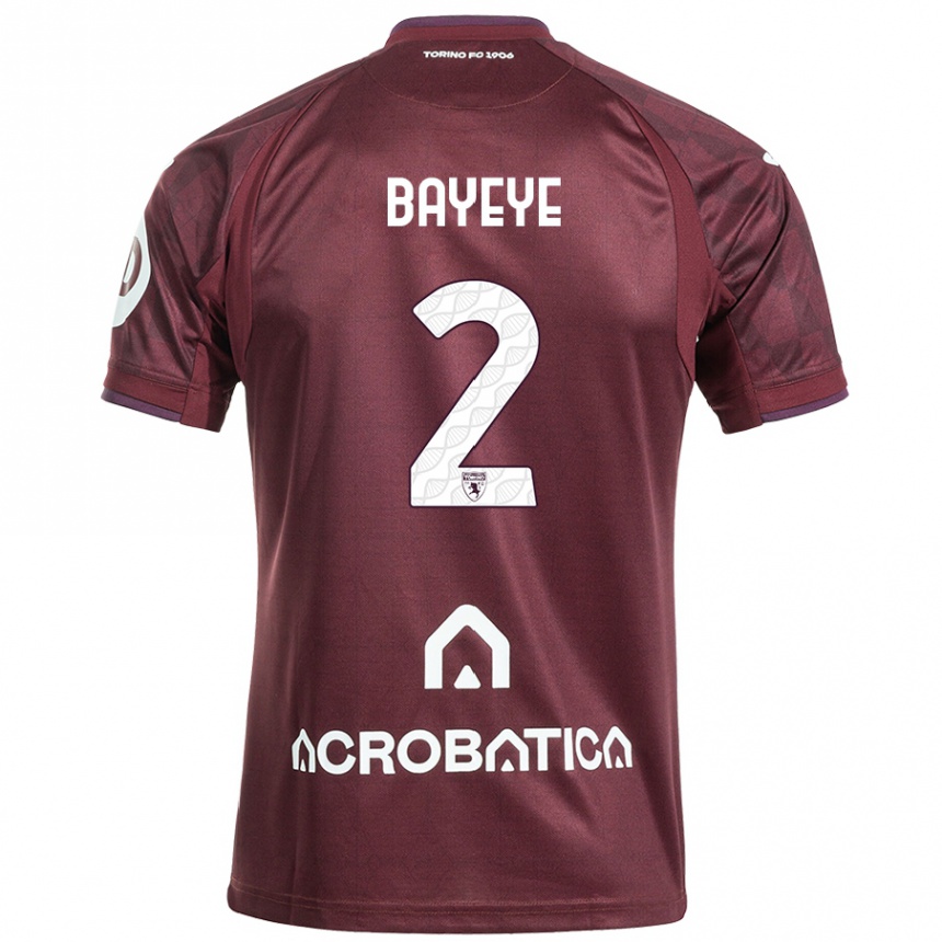 Kids Football Brian Bayeye #2 Maroon White Home Jersey 2024/25 T-Shirt Nz