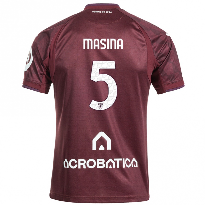 Kids Football Adam Masina #5 Maroon White Home Jersey 2024/25 T-Shirt Nz