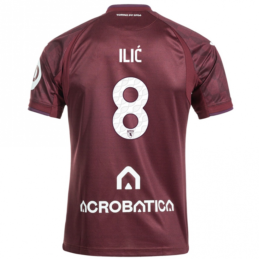 Kids Football Ivan Ilić #8 Maroon White Home Jersey 2024/25 T-Shirt Nz