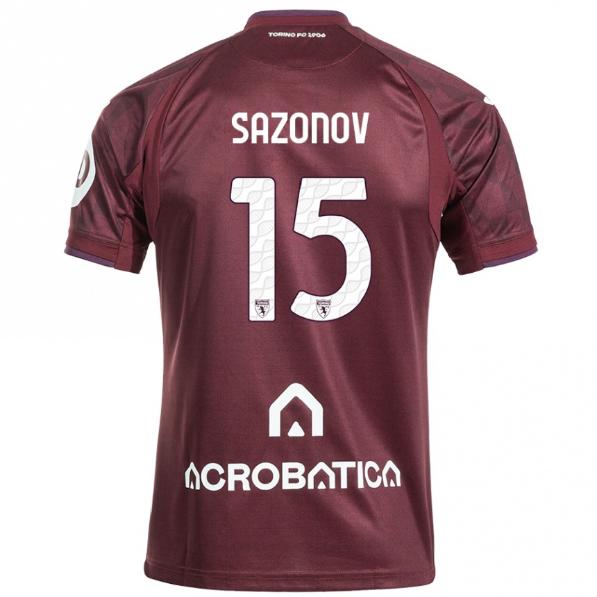 Kids Football Saba Sazonov #15 Maroon White Home Jersey 2024/25 T-Shirt Nz