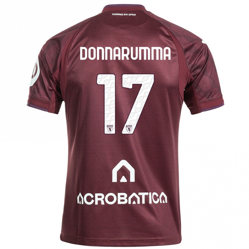 Kids Football Antonio Donnarumma #17 Maroon White Home Jersey 2024/25 T-Shirt Nz