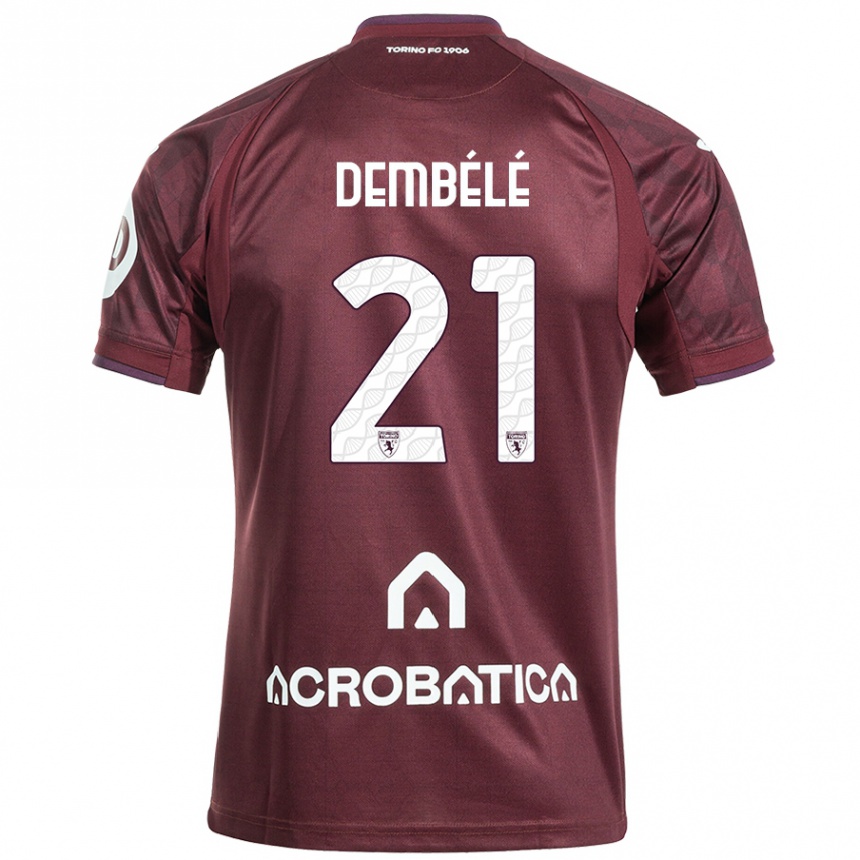 Kids Football Ali Dembélé #21 Maroon White Home Jersey 2024/25 T-Shirt Nz