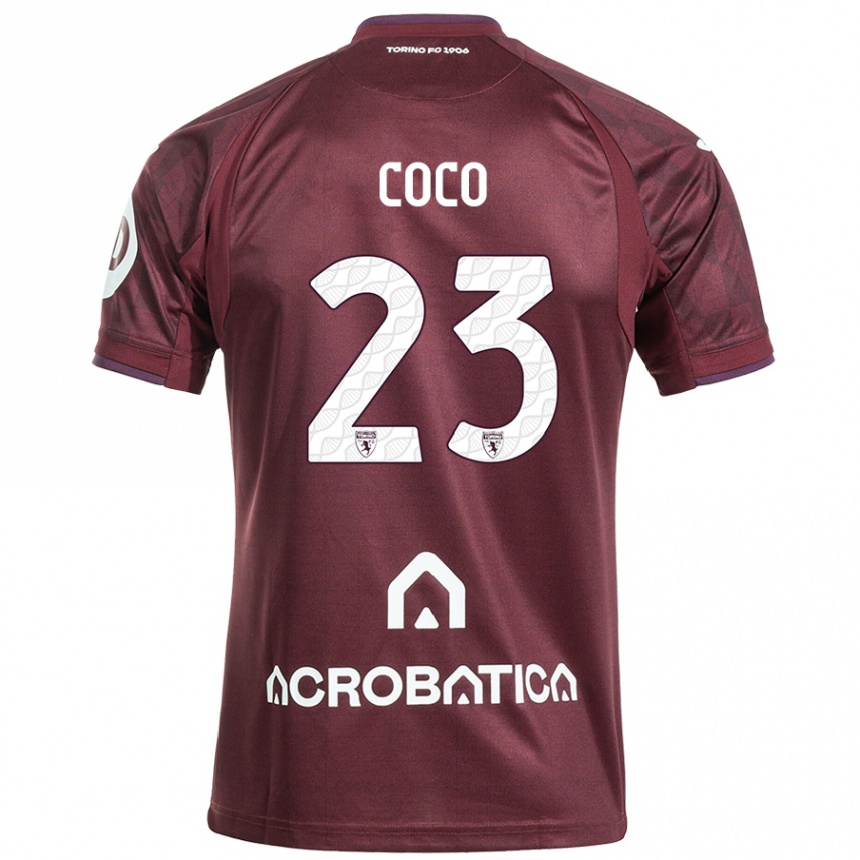 Kids Football Saúl Coco #23 Maroon White Home Jersey 2024/25 T-Shirt Nz