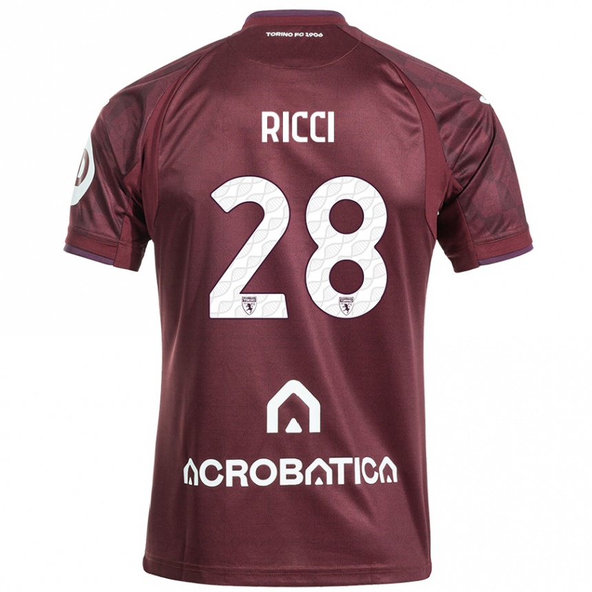 Kids Football Samuele Ricci #28 Maroon White Home Jersey 2024/25 T-Shirt Nz