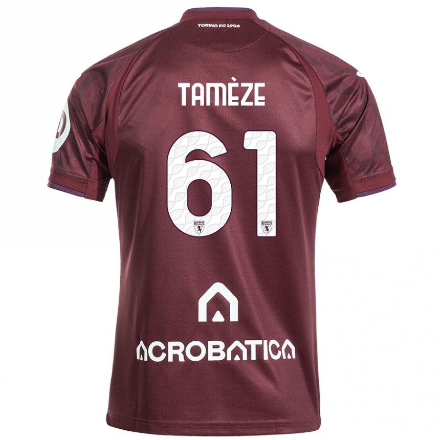 Kids Football Adrien Tamèze #61 Maroon White Home Jersey 2024/25 T-Shirt Nz